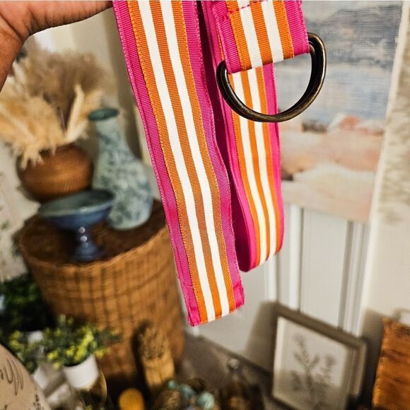 J. Crew Preppy Grosgrain Ribbon Silver D. Ring Belt. - Picture 6 of 15